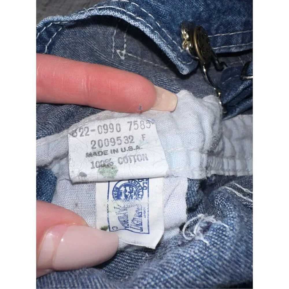 Vintage Oshkosh B’Gosh Baby Toddler 12mo USA Union Made Vestbak Denim Overalls